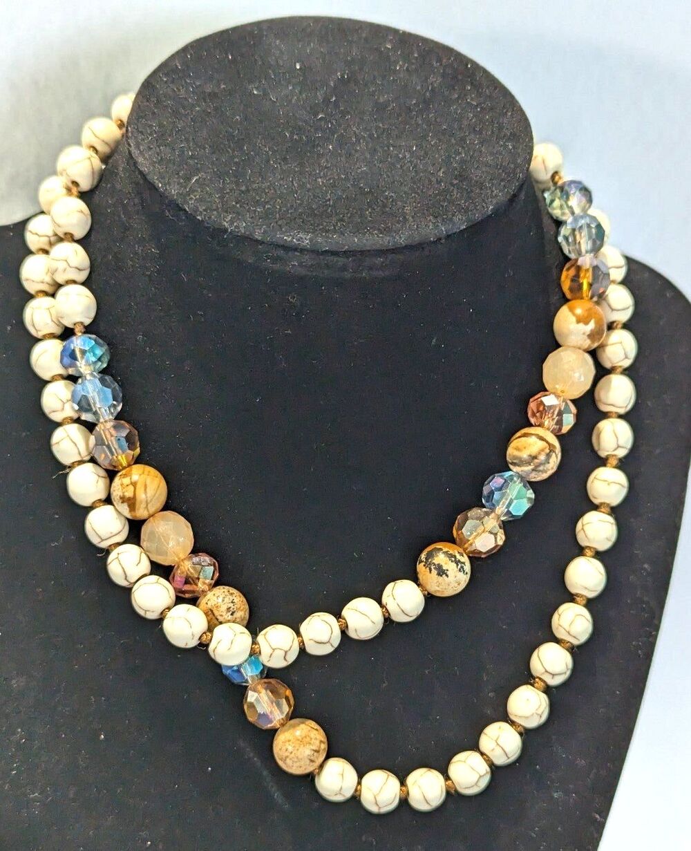 Howlite Mixed Faceted Bead Necklace
